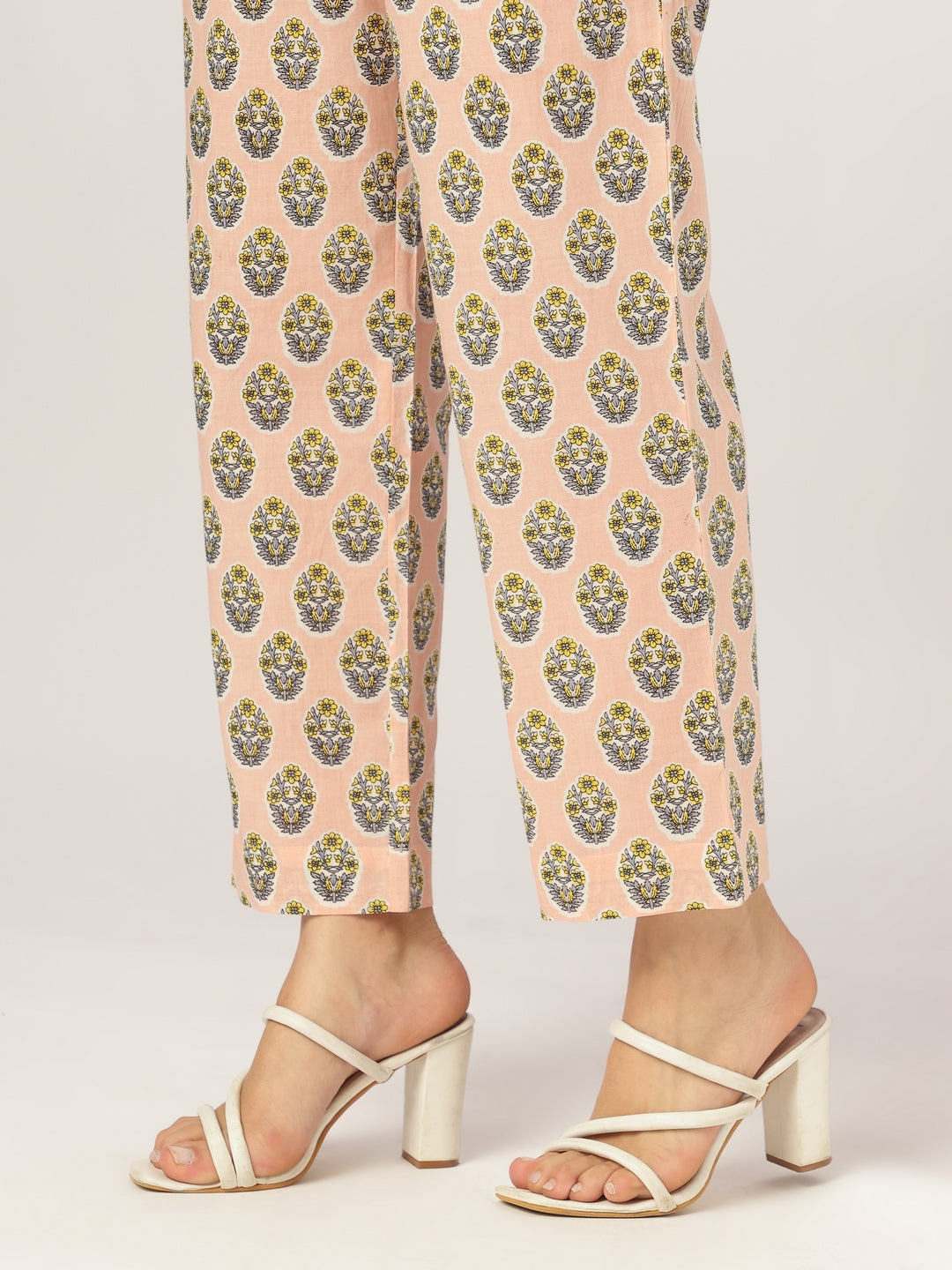 Naari By Shree Women's Peach Pure Cotton Floral Printed A-line Kurta Set