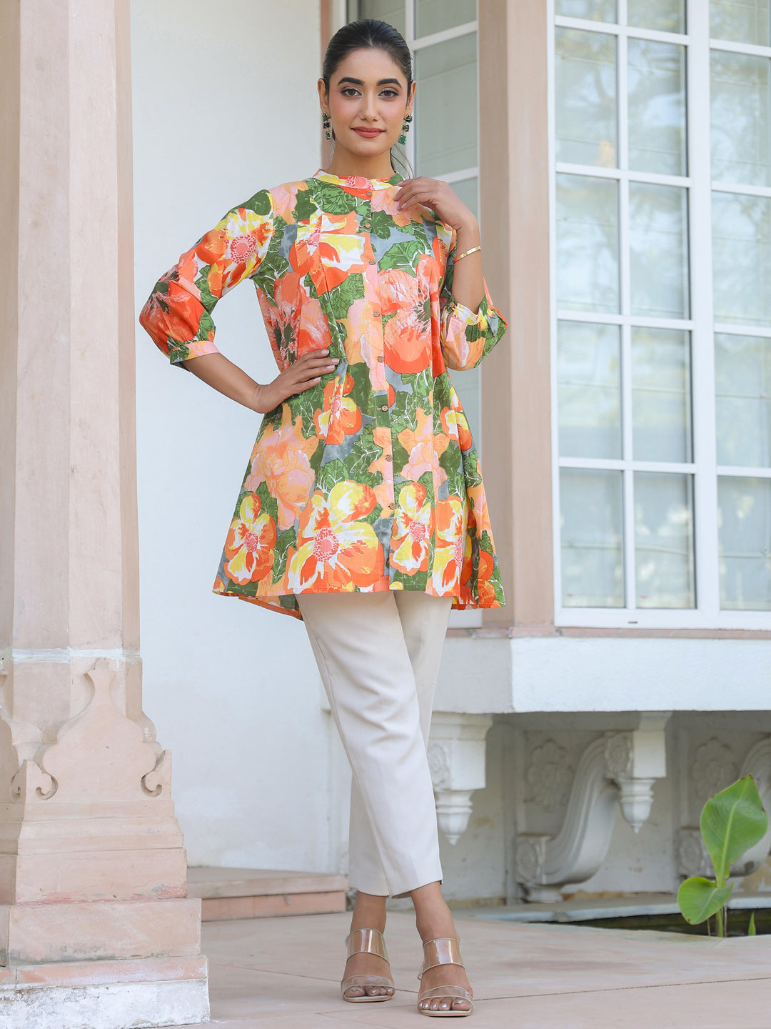 Naari By Shree Multicolor Pure Cotton Floral Printed A-line Tunic