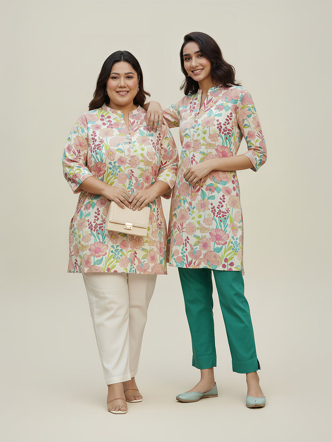 Naari By Shree Multicolour Cotton Floral A-Line Tunic
