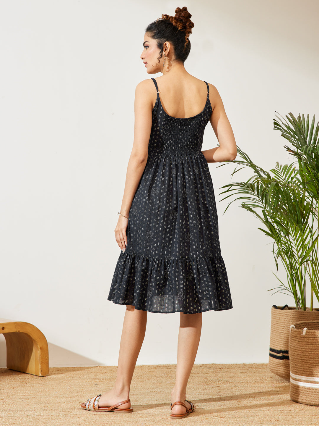 Naari By Shree Women's Navy Blue Pure Cotton Ethnic Motifs Printed A-line Dress