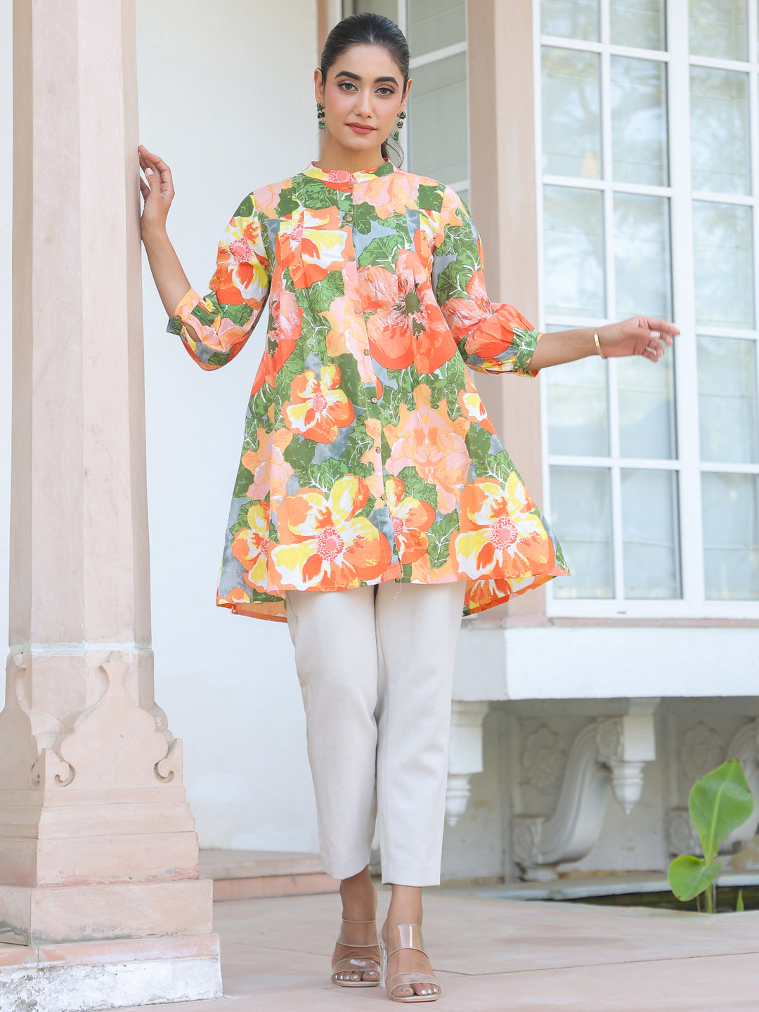 Naari By Shree Multicolor Pure Cotton Floral Printed A-line Tunic