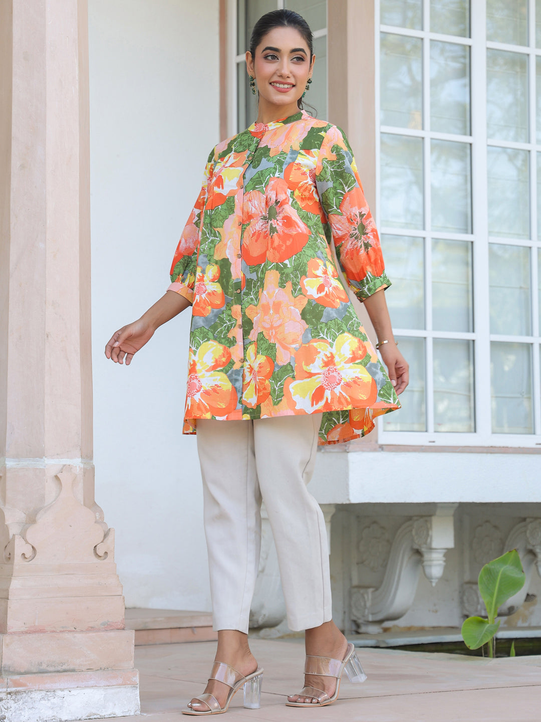 Naari By Shree Multicolor Pure Cotton Floral Printed A-line Tunic