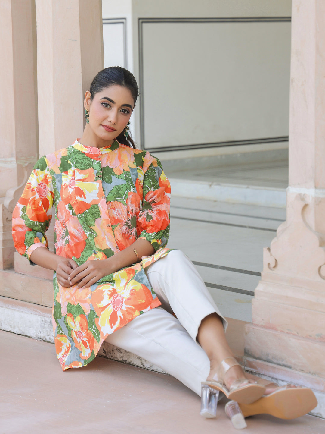 Naari By Shree Multicolor Pure Cotton Floral Printed A-line Tunic