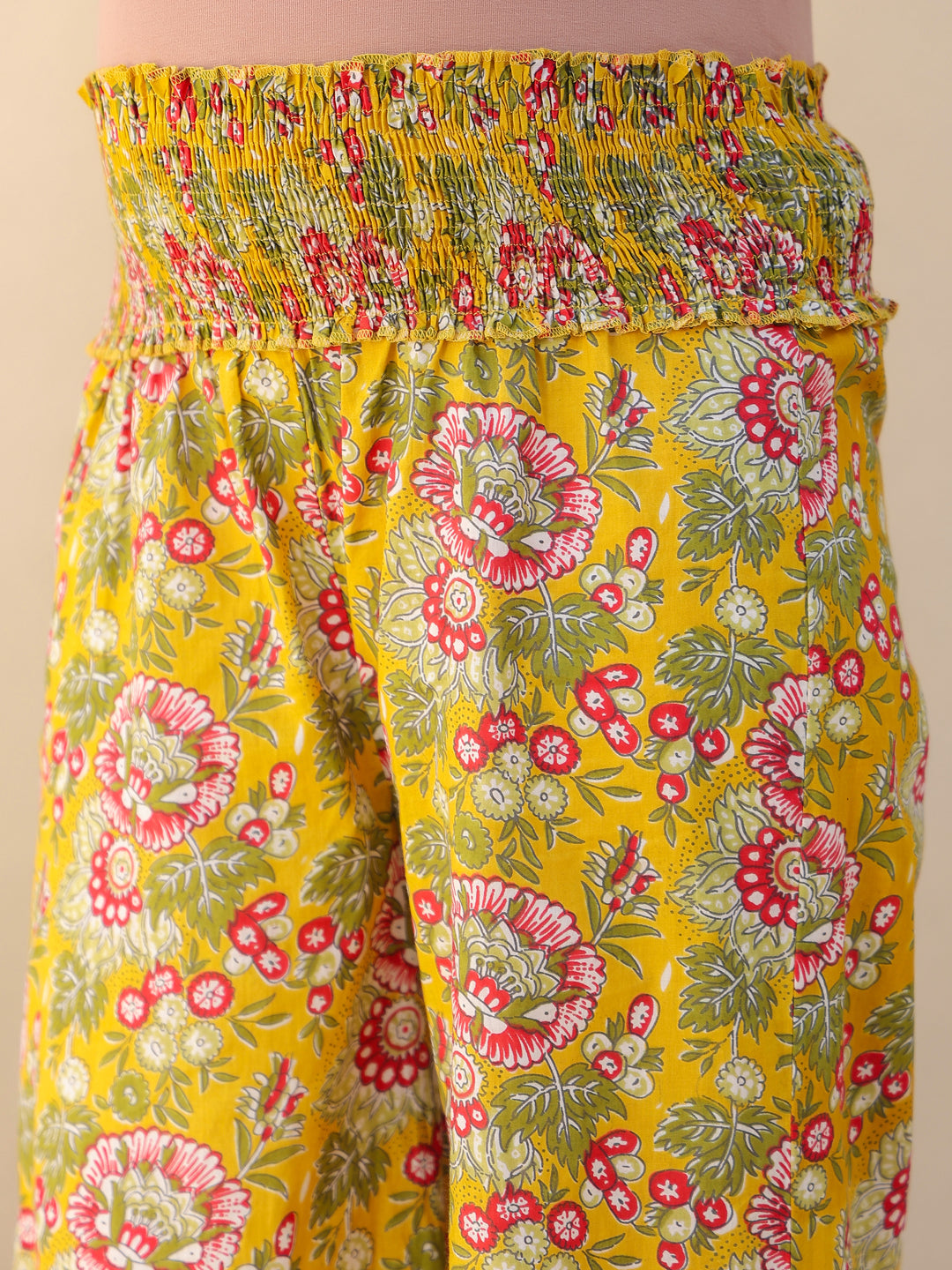 Naari By Shree Mustard Pure Cotton Floral Printed A-line Maternity Kurta Pant Set