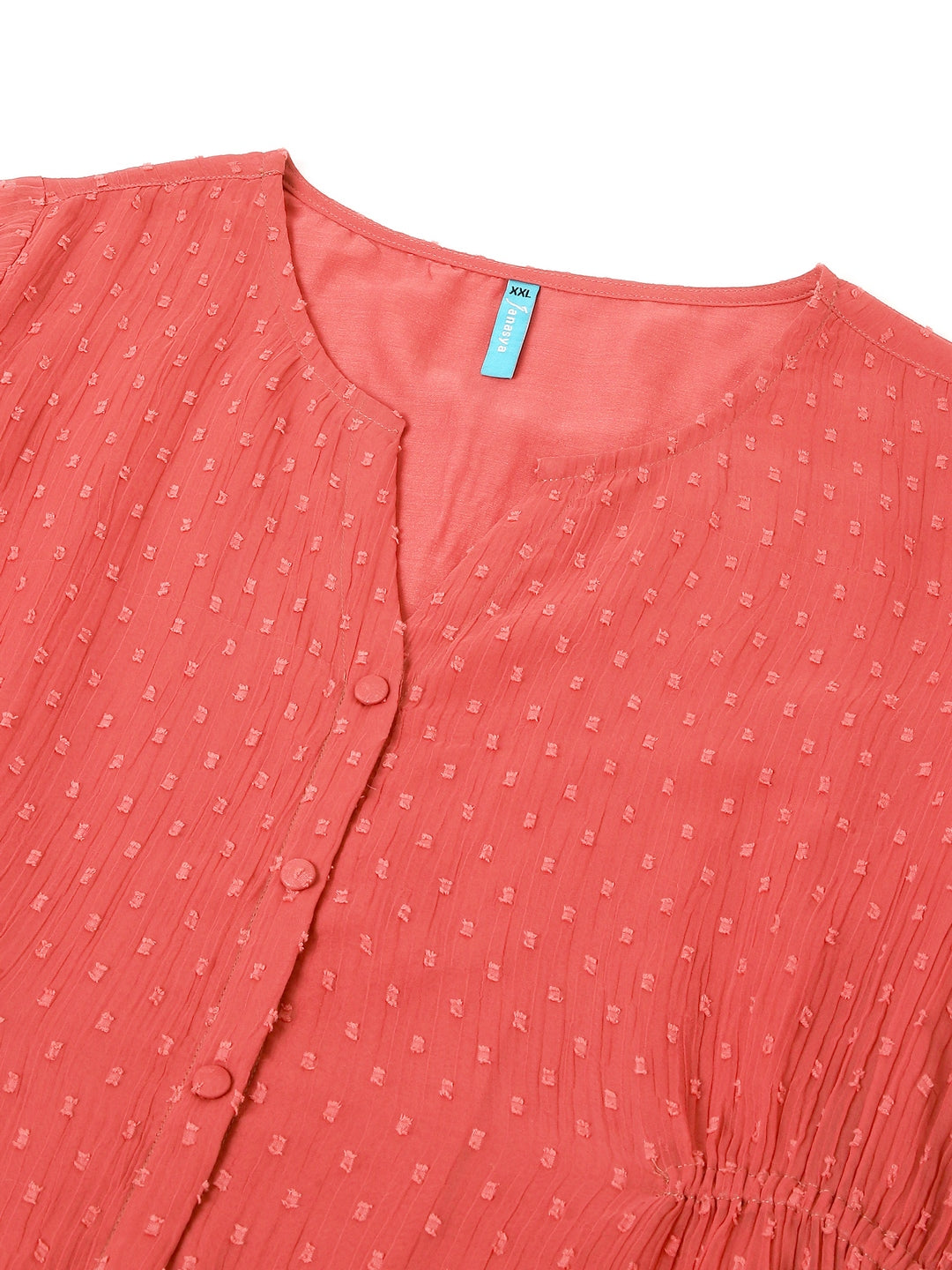 Naari By Shree Women's Plus Size Mauve Dobby Chiffon Self Design A-line Kurta